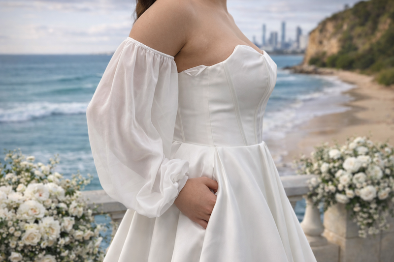 detachable wedding dress sleeves Bryson Bridal Ivory / 2 Prom dress 2019 RARB4202 Color:Chocolate Brown #6-3266 Closeout! Women's Black